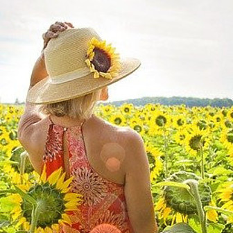 Woman standing in a sunflower field Woman standing in a sunflower field